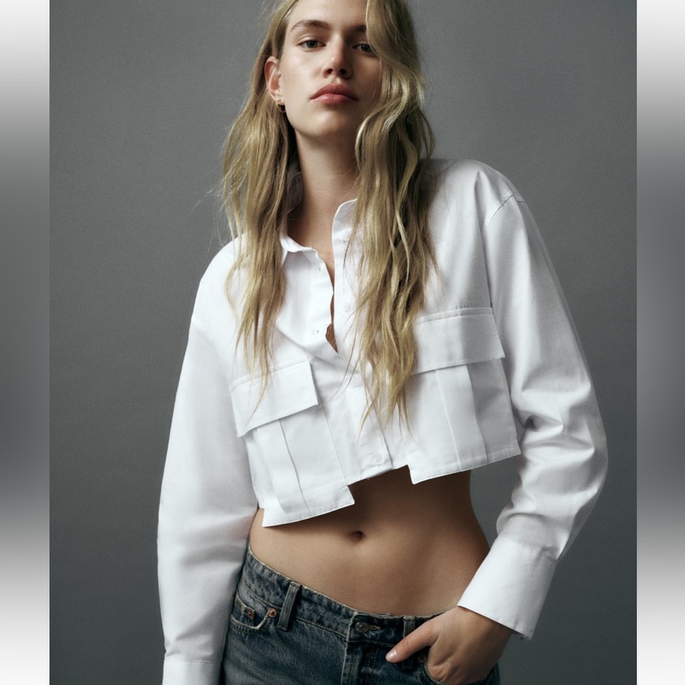 Zara cropped gabardine shirt